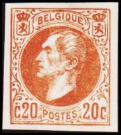 1865. Leopold I. BELGIQUE POSTES. 20 CENTIMES. Essay. Brun.    (Michel: ) - JF194535 - Proofs & Reprints