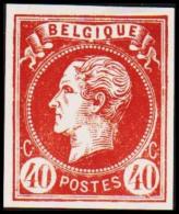 1865. Leopold I. BELGIQUE POSTES 40 CENTIMES Essay. Redbrown.     (Michel: ) - JF194605 - Proeven & Herdruk