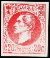 1865. Leopold I. BELGIQUE POSTES. 20 CENTIMES. Essay. Red.    (Michel: ) - JF194538 - Proeven & Herdruk