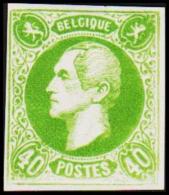 1865. Leopold I. BELGIQUE POSTES 40 CENTIMES Essay. Green.     (Michel: ) - JF194596 - Proeven & Herdruk