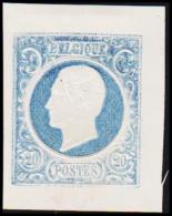 1865. Leopold I. BELGIQUE POSTES. 20 CENTIMES. Essay. Blue.     (Michel: ) - JF194552 - Prove E Ristampe