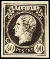 1865. Leopold I. BELGIQUE POSTES 40 CENTIMES Essay. Black On Yellow Paper.     (Michel: ) - JF194611 - Prove E Ristampe