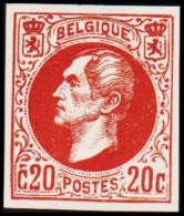 1865. Leopold I. BELGIQUE POSTES. 20 CENTIMES. Essay. Redbrown.    (Michel: ) - JF194543 - Prove E Ristampe