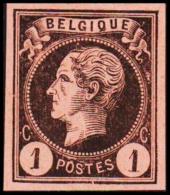1865-1866. Leopol I. BELGIQUE POSTES 1 CENT Essay. Black On Redorange Paper. (Michel: ) - JF194477 - Prove E Ristampe