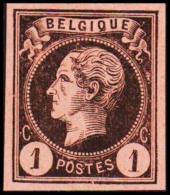 1865-1866. Leopol I. BELGIQUE POSTES 1 CENT Essay. Black On Redorange Paper. (Michel: ) - JF194477 - Proeven & Herdruk