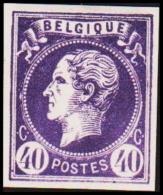 1865. Leopold I. BELGIQUE POSTES 40 CENTIMES Essay. Darkviolet.     (Michel: ) - JF194602 - Proofs & Reprints