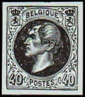 1865. Leopold I. BELGIQUE POSTES 40 CENTIMES Essay. Black On Bluish Paper.     (Michel: ) - JF194612 - Essais & Réimpressions