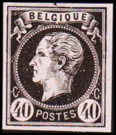 1865. Leopold I. BELGIQUE POSTES 40 CENTIMES Essay. Black On Rosa Paper. (Michel: ) - JF194610 - Prove E Ristampe