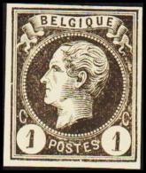 1865-1866. Leopol I. BELGIQUE POSTES 1 CENT Essay. Black On Yellow Paper. (Michel: ) - JF194476 - Proofs & Reprints
