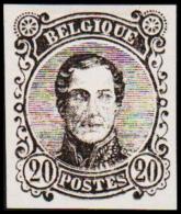 1860. Leopold I. Medailion. 20 CENT Essay. Black. (Michel: ) - JF194378 - Prove E Ristampe