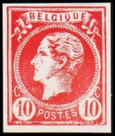 1865-1866. Leopol I. BELGIQUE POSTES 10 CENT Essay. Red. (Michel: ) - JF194494 - Probe- Und Nachdrucke