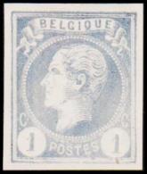1865-1866. Leopol I. BELGIQUE POSTES 1 CENT Essay. Pale Bluish. (Michel: ) - JF194488 - Proofs & Reprints