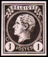 1865-1866. Leopol I. BELGIQUE POSTES 1 CENT Essay. Black On Pale Rosa Paper. (Michel: ) - JF194489 - Probe- Und Nachdrucke