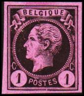 1865-1866. Leopol I. BELGIQUE POSTES 1 CENT Essay. Black On Rosa Paper. (Michel: ) - JF194486 - Essais & Réimpressions