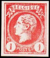 1865-1866. Leopol I. BELGIQUE POSTES 1 CENT Essay. Red. (Michel: ) - JF194479 - Proeven & Herdruk