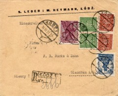 Pologne Lettre Recommandée Lodz Pour L'Allemagne 1931 - Lettres & Documents