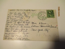 1923 BAR HARBOR MAINE  TO LATVIAN CONSULATE NEW YORK , BEAR ISLAND  HARBOR MAINE   , OLD  POSTCARD  , O - Other & Unclassified