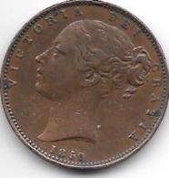 *great Britain  Farthing 1850/40  Km 467   Vf Catalog Val 50,00$ Top Of 5 End In O Of 5 End Under Smal Marks - B. 1 Farthing