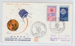 Morocco CENTENARY UIT SPACE SATELLITE FDC 1965 - Afrika