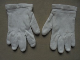 Ancien - Paire De Gants En Coton Moleton Pour Enfant "Cérémonie, Dimanche" - 1940-1970