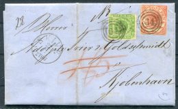 1868 Denmark Skive 34 Numeral Entire - Goldschmidt Copenhagen 4sk + 8sk Mixed Franking - Storia Postale