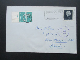 Niederlande 1967 Beleg Mit Nachporto / Schweizer Marke T-Stempel. Post Op Tijd. - Briefe U. Dokumente