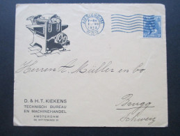 Niederlande 1913 EF Bildumschlag Druckerpresse?! D. & H. T. Kiekens Technisch Bureau En Machinehandel - Storia Postale