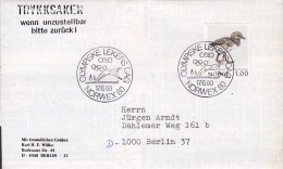 Norway Sonderstempel OLYMPISKE LEKERS DAG "Norwex 80" 1980 Cover Brief BERLIN Germany TRYKKSAKER Bird Vogel Oiseau - Covers & Documents