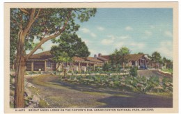 Grand Canyon National Park Bright Angel Lodge, C1930s Vintage Fred Harvey Linen Postcard - USA National Parks
