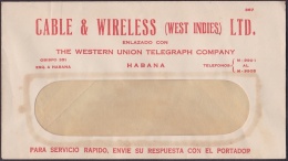 TELEG-192 CUBA OLD TELEGRAM TELEGRAPH. CIRCA 1950. WESTERN UNION. CABLE & WIRELESS LTD. TIPO II. - Prephilately