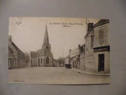 A391. CPA. 18. BAUGY. Rue Saint-Martin. L'Eglise.  Beau Plan . Ecrite 1940 - Baugy
