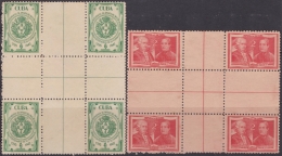 1945-63 CUBA REPUBLICA. 1945. Ed.376-77. SOC ECONOMICA AMIGOS DEL PAIS SET. CENTER OF SHEET. NO GUM. - Unused Stamps