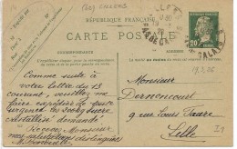 LPP6B-  FRANCE CP PASTEUR 20c  VOYAGEE 19/3/1926 - Standard Postcards & Stamped On Demand (before 1995)