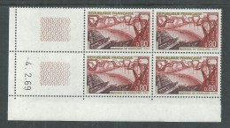 France N° 1583 XX Barrage De Vouglans, En Bloc De 4 Coin Daté Du 4 . 2 . 69 ;   Sans Trait, Sans Charnière, TB - 1960-1969