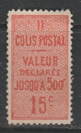 FRANCE COLIS POSTAL N°30 15C VERMILLON VALEUR DECLAREE NEUF SANS GOMME - Ongebruikt