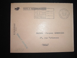 LETTRE POSTES ET TELECOMMUNICATIONS OBL.MEC.10-10-1963 CHOLET (49) + Griffe Bleue: CHOLET CENTRAL - Civil Frank Covers