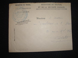 LETTRE MINISTERE DU TRAVAIL ET DE LA SECURITE SOCIALE + Cachet Bleu DIRECTION ANGERS (49 MAINE ET LOIRE) - Civil Frank Covers