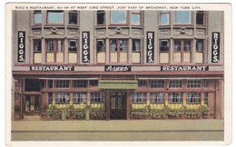 Rigg's Restaurant 43-45-47 West 33rd Street, New York City Manhattan, C1910s/20s Vintage Postcard - Bar, Alberghi & Ristoranti