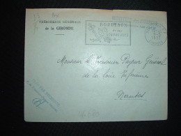 LETTRE TRESORERIE GENERALE OBL.MEC.9-5-1957 BORDEAUX RP (33 GIRONDE) - Cartas Civiles En Franquicia