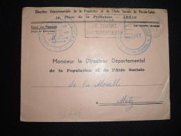 LETTRE DIRECTION DEPARTEMENTALE DE LA POPULATION ET DE L'AIDE SOCIALE OBL.MEC.13-12-1958 ARRAS GARE (62 PAS DE CALAIS) - Cartas Civiles En Franquicia