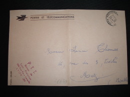 LETTRE P ET T OBL.4-3-1965 LYON PREFECTURE (69 RHONE) Griffe Rouge P.T.T. Bureau De Lyon - Préféecture - Cartas Civiles En Franquicia