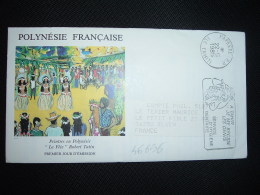 LETTRE PEINTRES EN POLYNESIE OBL.MEC.22-5-1985 PAPEETE RP + A TAHITI JE ME BROSSE LES DENTS - Brieven En Documenten