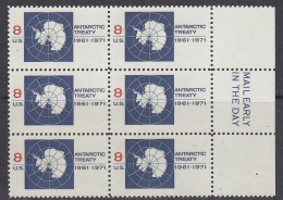 United States 1971 Antarctic Treaty 1v Bl Of 6 (+ Mail Early In The Day)  ** Mnh  (31154C) - Antarctisch Verdrag