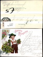 184313,Pfingsten Litho Junge I. Tracht Typen V. Zaun M. Blumenstrauß Blumen Pub P. Kr - Pfingsten