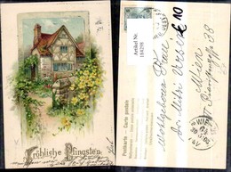 184298,Pfingsten Präge Litho Haus M. Blumen Gartenmauer - Pentecôte