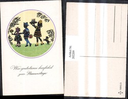 202209,Künstler AK F. Kaskeline Scherenschnitt Silhouette Kinder M. Blumen Kuchen Hun - Silhouetkaarten