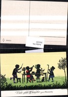 202229,Künstler AK F. Kaskeline Scherenschnitt Silhouette Kinder Dirigent Trompete Tr - Silhouetkaarten