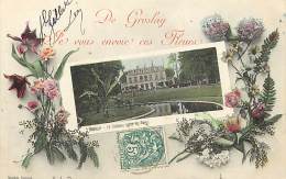 - Depts Div.-ref-JJ 106- Val D Oise - Groslay - Souvenir De ..- Chateau En Medaillon - Chateaux - Carte Bon Etat - - Groslay