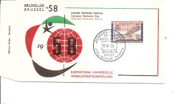 Exposition De Bruxelles -1958( FDC De La Journée Italienne à Voir) - 1958 – Brüssel (Belgien)