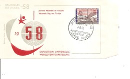 Exposition De Bruxelles -1958( FDC De La Journée Turque à Voir) - 1958 – Brüssel (Belgien)